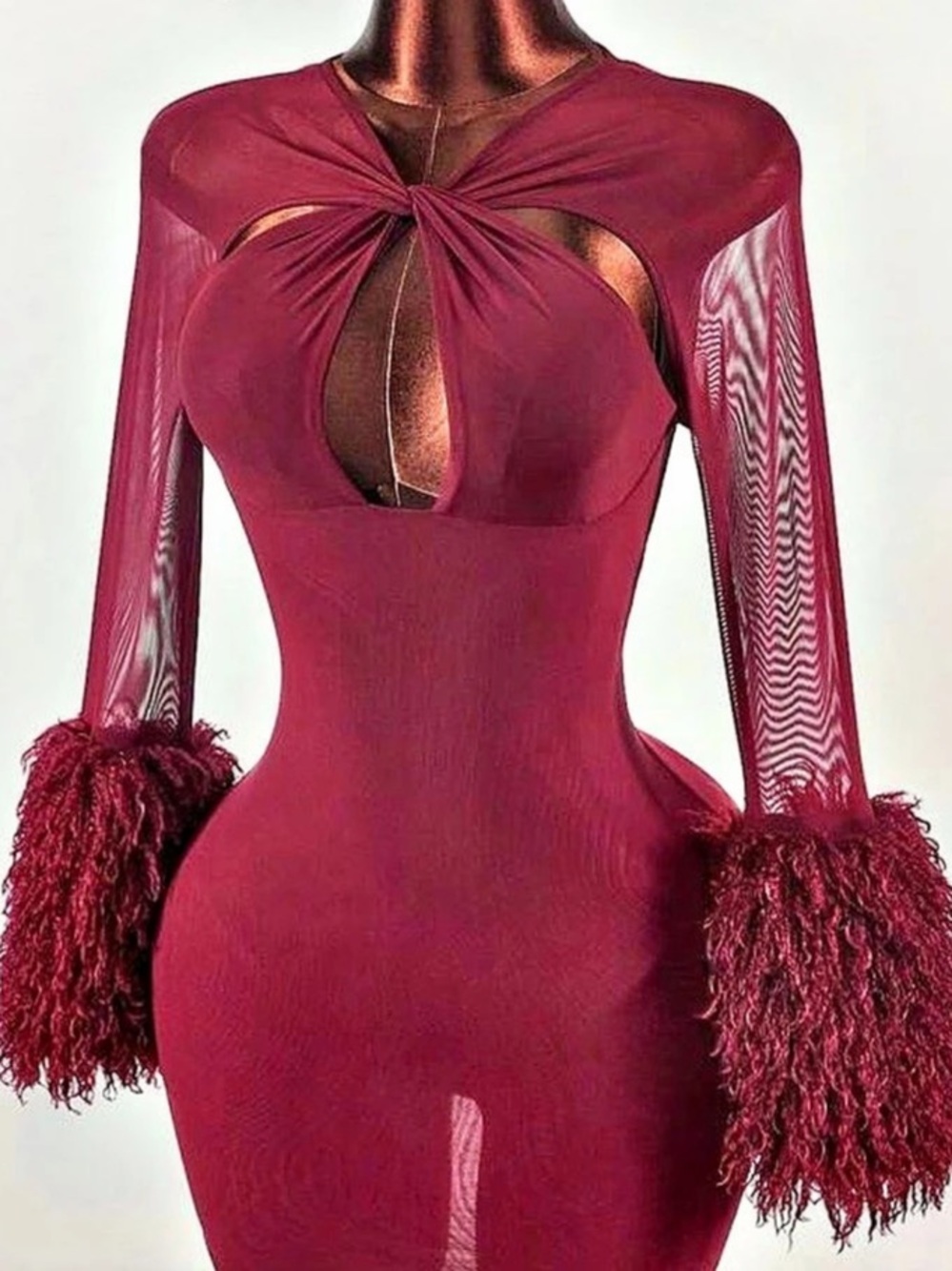 Burgundy Cutout Mini Dress Like New